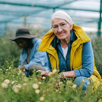 Older person gardening