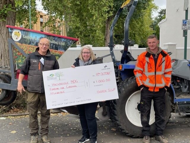 Big Cheque Hand Over Hackbridge NDG for Brighten Up Hackbridge Project