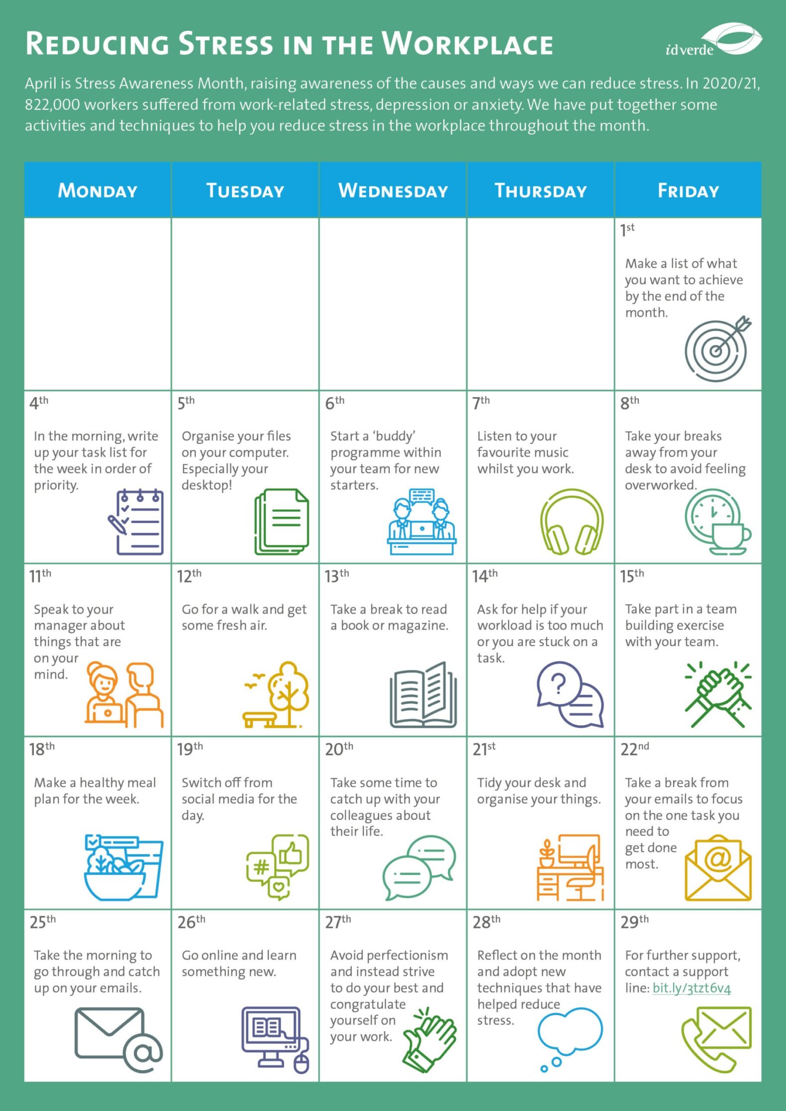 Stress Awareness Month Calendar