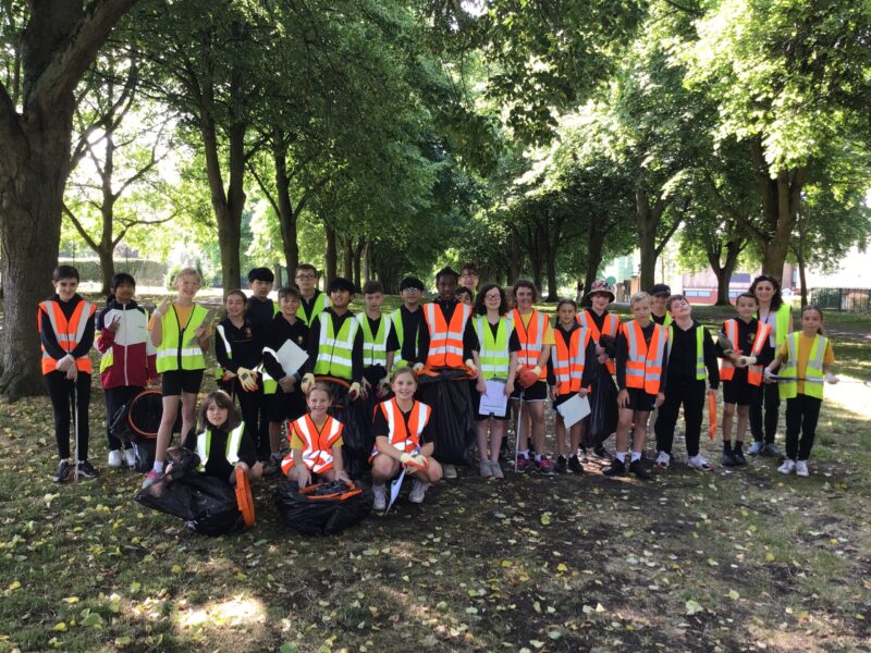 all the students who helped in the litter pick standing