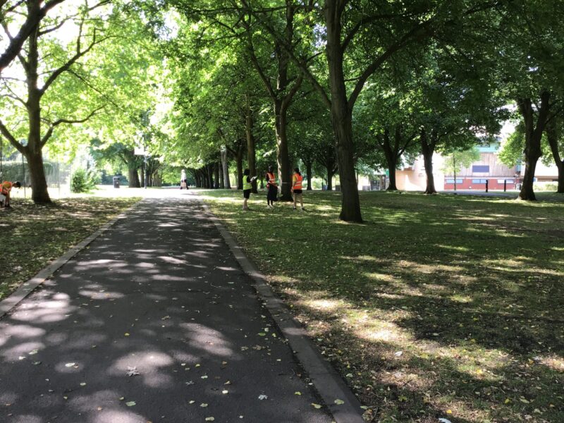 students litter picking