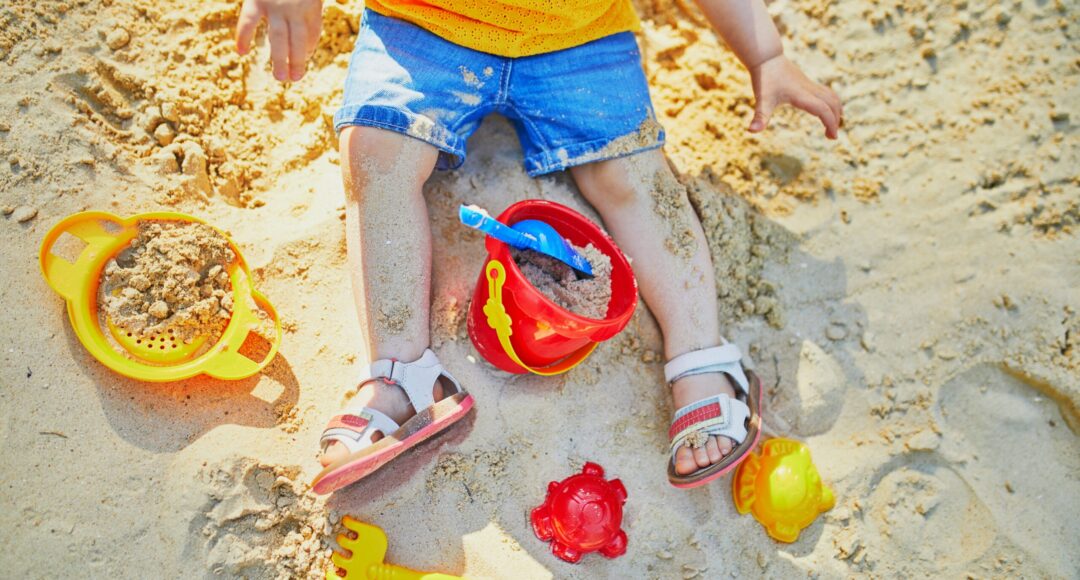 Adorable,Little,Girl,On,Playground,In,Sandpit.,Toddler,Playing,With